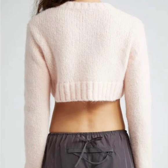 Sandy Liang Pink Heart Button Cropped Cardigan - Picture 6 of 6